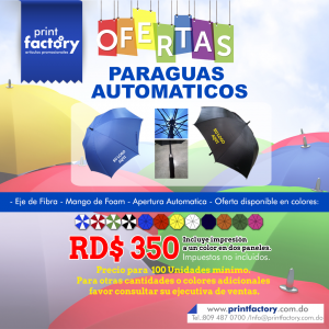 Oferta Paraguas serigrafiados Print Factory RD